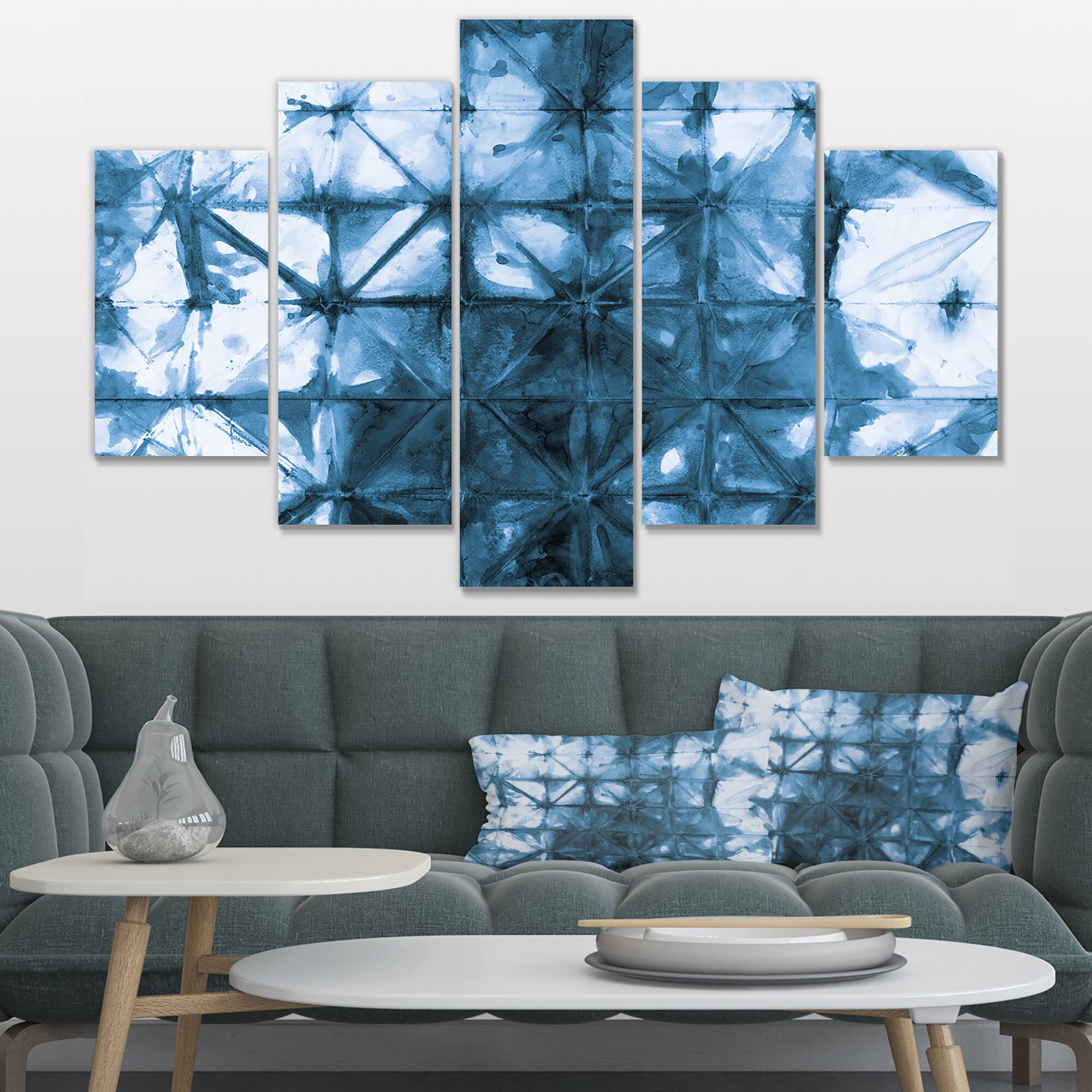 Designart - Indigo watercolor geometrical III